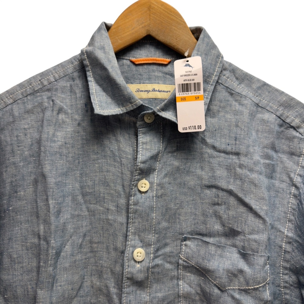 Tommy Bahama NEW Men's Small Blue Linen Easy Breezer Button Front Shirt TB317967
